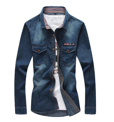 Camisa Denim Tricolor Juvenil Talla Grande para Hombre - Image 12