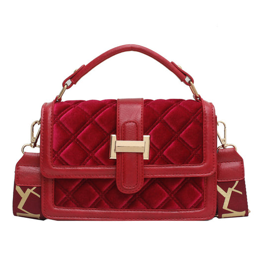 Bolso Bandolera Cuadrado Pequeño con Correa de Terciopelo Ancho - Image 18