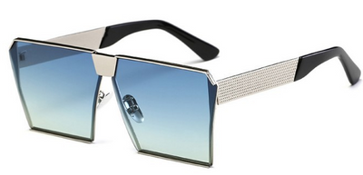 Silver-framed square polarized sunglasses with dark gray lenses and textured temples on a white background. - Image 27