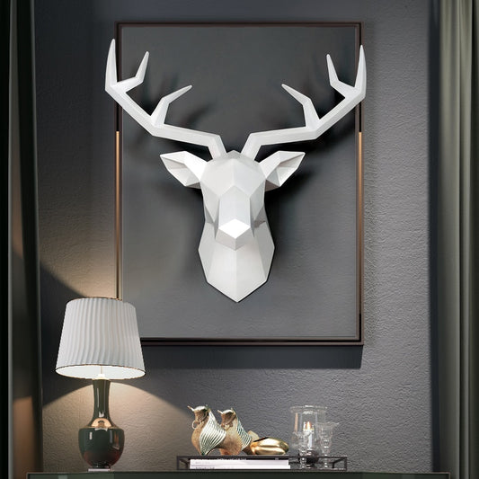 Escultura Decorativa de Cabeza de Venado Vintage - Accesorio Artístico Abstracto para Pared