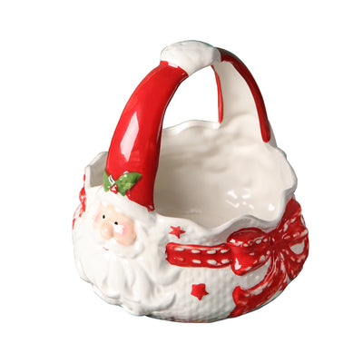 Cesta de Cerámica Pintada a Mano con Papá Noel en Relieve - Image 5