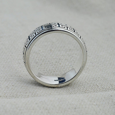 Anillo de Plata Tailandesa para Parejas con Patrón de la Gran Muralla - Image 7