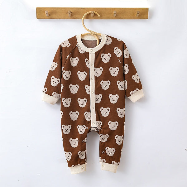 Mameluco Tejido de Otoño para Bebé con Diseño de Osito