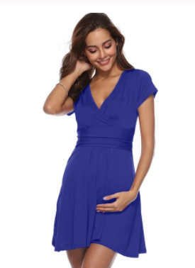 Vestido Premamá Escote Profundo Manga Corta - Image 13