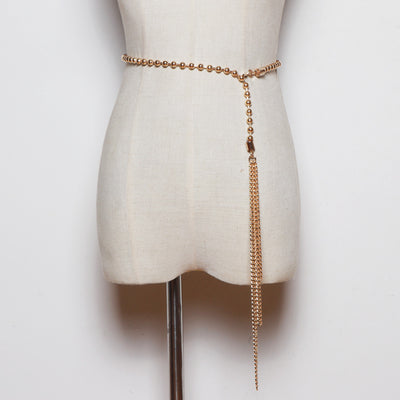 Vestido Camisero Elegante con Cinturón y Perlas Decorativas para Mujer - Image 4