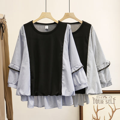 Blusa Holgada Coreana de Tres Cuartos con Doble Capa - Image 3