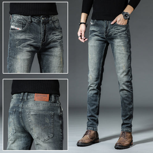 Jeans Retro Slim Fit para Hombre - Corte Recto Clásico Otoño Invierno - Image 8