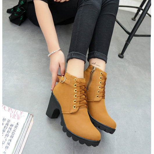 Botas Tobilleras con Tacón Cuadrado y Hebilla para Mujer - Image 2