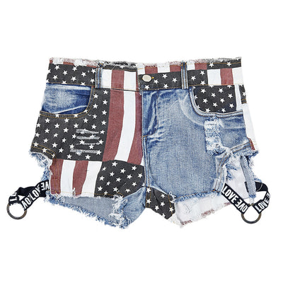 Shorts de Mezclilla con Desgaste Estilo Bandera Estadounidense - Image 11