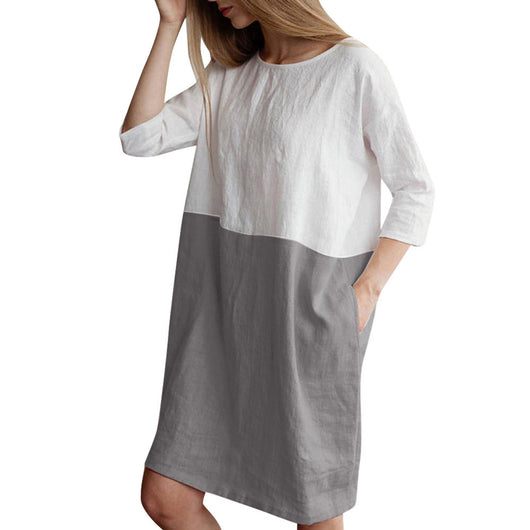 Vestido Fresco de Algodón y Lino con Manga Tres Cuartos - Image 5