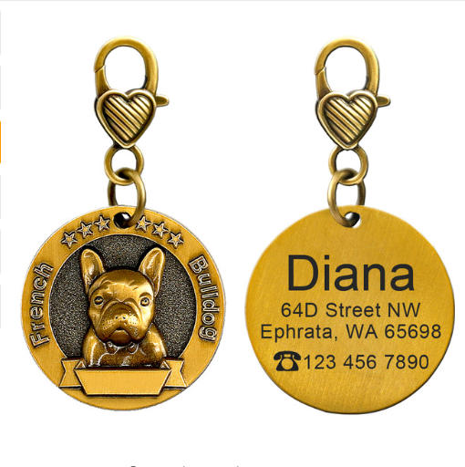 Placa de Identidad Personalizada para Perros - Grabado Personalizado Antimaterial Bronce - Image 2