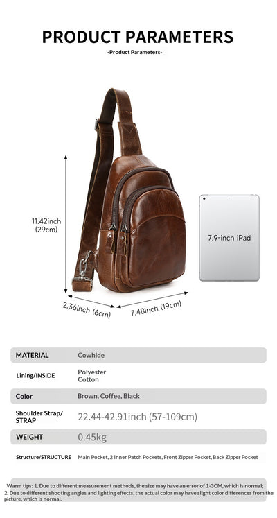 Bolsa de Pecho Minimalista de Cuero Genuino Gran Capacidad para Hombre - Image 8