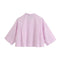 Camisa Rayada de Manga Corta con Solapa y Doble Bolsillo