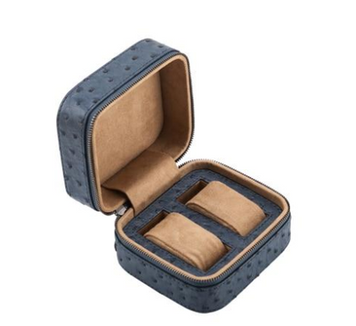 Estuche Portátil para Reloj en Cuero de Avestruz con Cierre y Asa de Viaje - Image 14