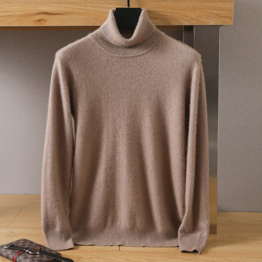Suéter Pullover de Cuello Alto Holgado en Visón para Hombre - Invierno - Image 3