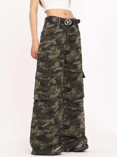 Pantalón Cargo Ancho Camuflaje Retro de Tiro Bajo - Image 4