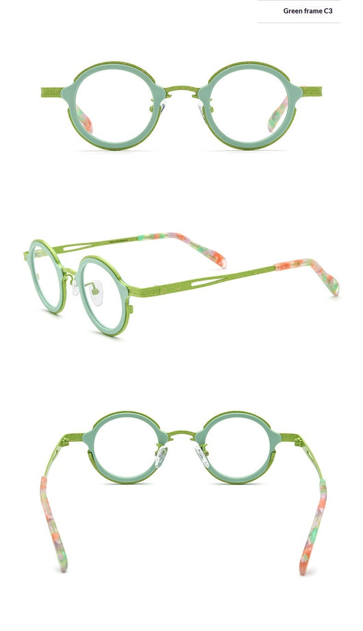 Armazón de Gafas Redondo en Titanio Ensamblado - Image 23