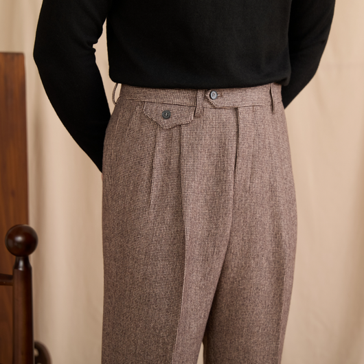 Pantalones de Lana Pata de Gallo Cintura Alta para Hombre - Otoño Invierno - Image 9