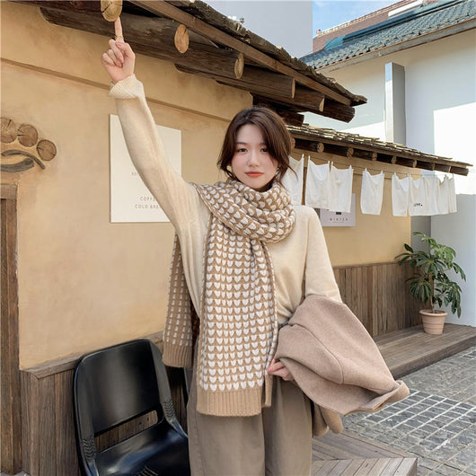Bufanda Mini Corazón Tejida a Mano Estilo Coreano para Mujer - Image 7