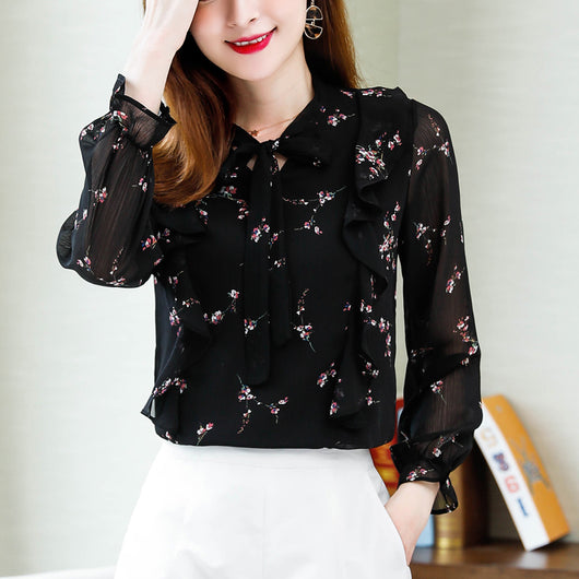 Blusa Floral Elegante Talla Grande Manga Larga - Image 4