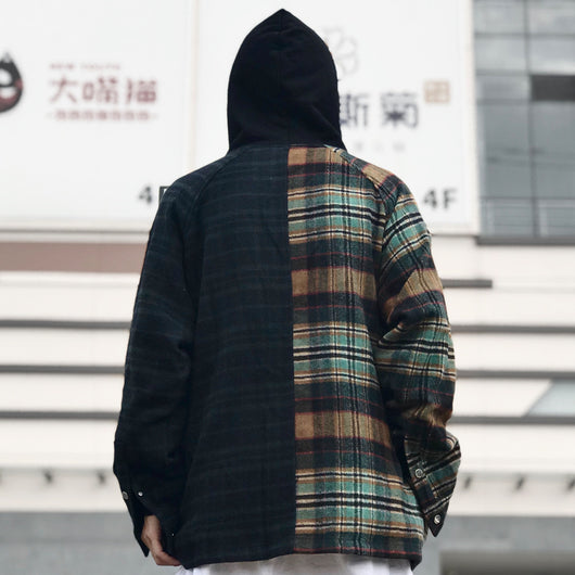 Sudadera Cardigan Cuadros con Capucha Oversize Estilo Europeo - Image 3