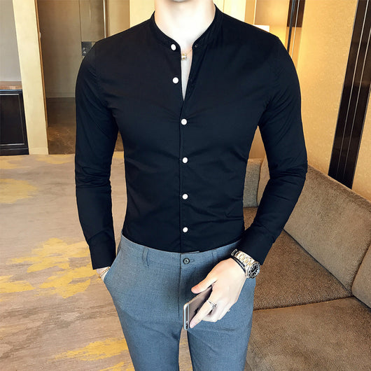 Camisa Manga Larga con Cuello Mao para Hombre - Image 11