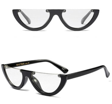 Bright yellow semi-rimless sunglasses with dark gray half-moon lenses, featuring a modern cat-eye shape. - Image 4
