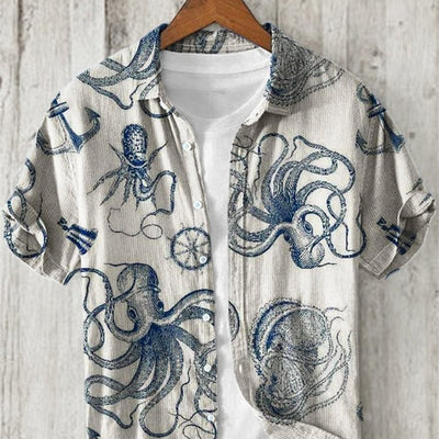 Camisa Casual Holgada para Hombre con Estampado y Botones - Image 5