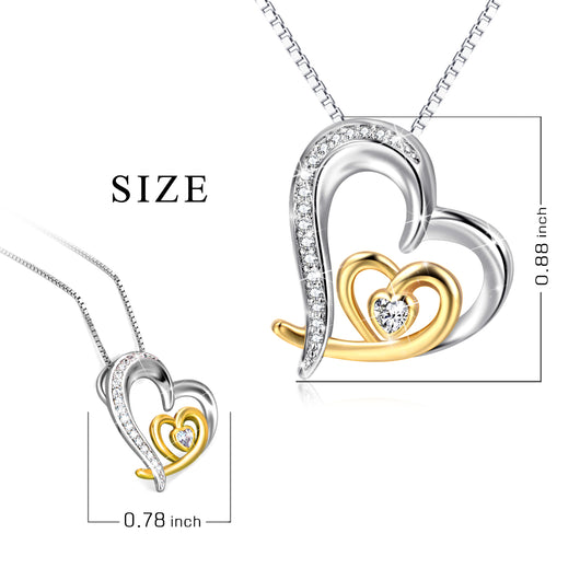 Collar de Clavícula Corazón Movible Bicolor con Circones Micro-Incrustados - Image 3