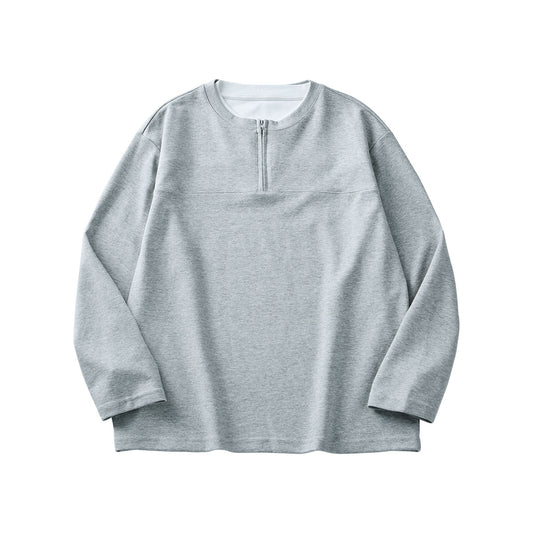 Playera Manga Media con Cierre para Hombre - Cuello Redondo Oversize Otoño - Image 2