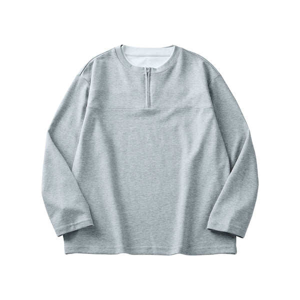 Playera Manga Media con Cierre para Hombre - Cuello Redondo Oversize Otoño