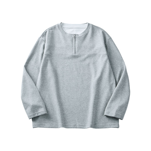Playera Manga Media con Cierre para Hombre - Cuello Redondo Oversize Otoño - Image 2