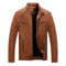 Chaqueta de Cuero PU con Forro de Terciopelo para Hombre Talla Grande