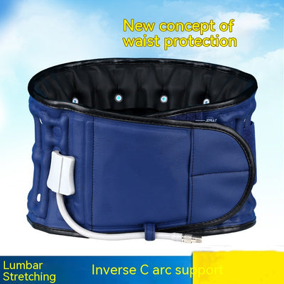 Blue inflatable waist supporter fixing band with black interior, white inflation tube, and hook-and-loop closure. - Image 10