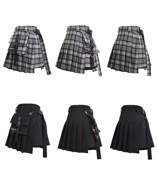 Falda Gótica Harajuku con Cadenas y Bolsillos Irregulares - Image 8