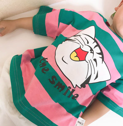 Camiseta Infantil Gato de Manga Corta N240 - Unisex - Image 2