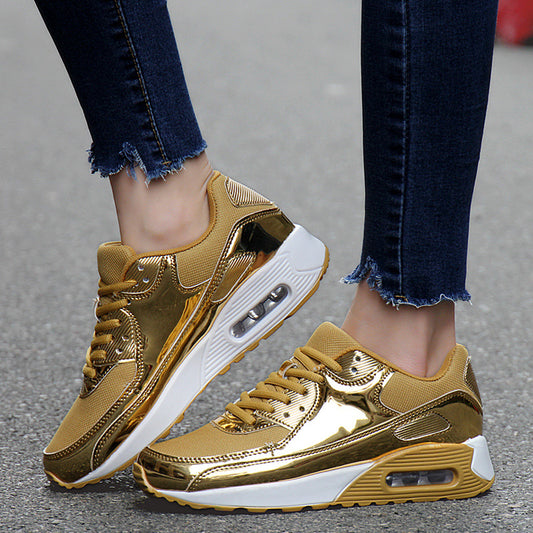 Zapatillas Deportivas Mujer Oro Slip-On con Cojinete de Aire Transpirable