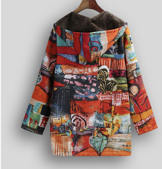 Chaqueta Étnica Mujer con Estampado Graffiti Colorido Efecto Ante - Image 7