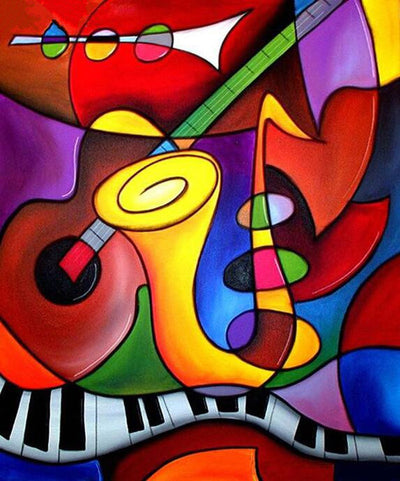Cuadro de Diamantes 5D Instrumentos Musicales - Pintura de Mosaico con Cristales