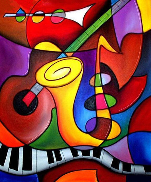 Cuadro de Diamantes 5D Instrumentos Musicales - Pintura de Mosaico con Cristales