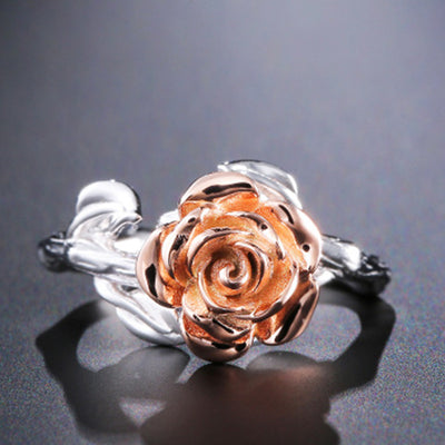 Anillo Bicolor Chapado en Oro Rosa y Plata - Image 2