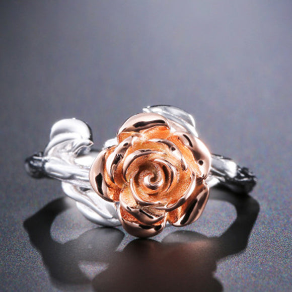 Anillo Bicolor Chapado en Oro Rosa y Plata