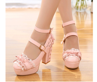 Zapatos Mary Jane de Tacón Alto Princesa Japonesa Otoño Impermeables con Lazo - Image 7