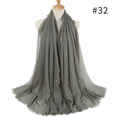 Pañuelo de Algodón y Lino Arrugado Monocromático - Image 21