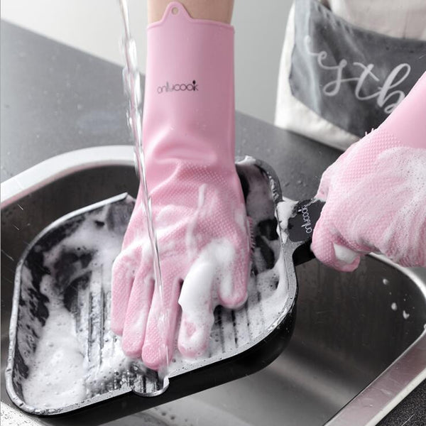 Guantes de Silicona Gruesa para Lavar Platos
