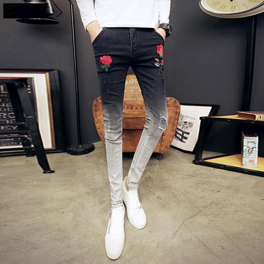 Jeans con Bloques de Color Estampados