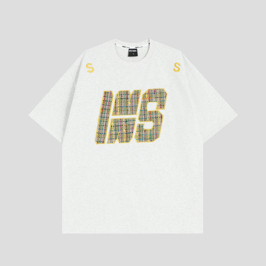 Playera Bordada de Algodón Tejido - Manga Corta Suelta y Cómoda