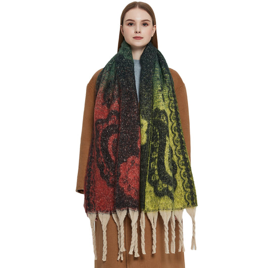 Bufanda Jacquard Paisley con Flecos Gruesos - Image 4