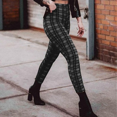 Leggings de Cintura Alta con Patrón Cuadros para Mujer - Image 4