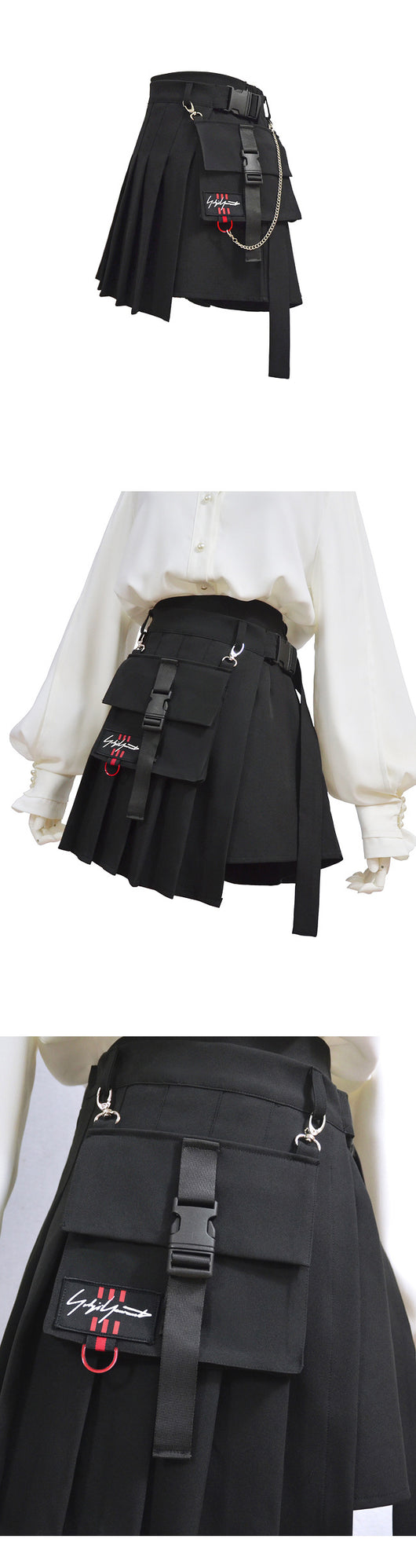 Falda Gótica Harajuku con Cadenas y Bolsillos Irregulares - Image 16